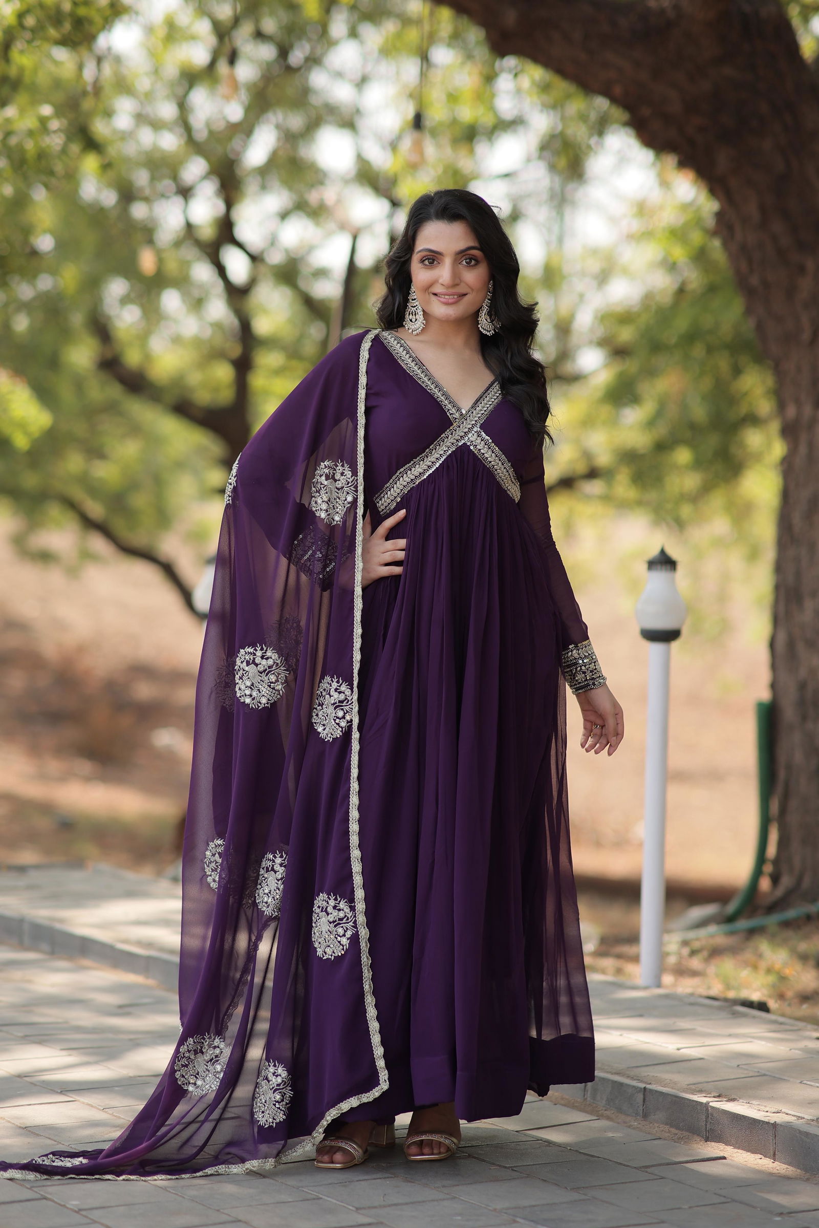KA 1107 aux Blooming Embroidery Gown With Dupatta Wholesale Shop In Surat